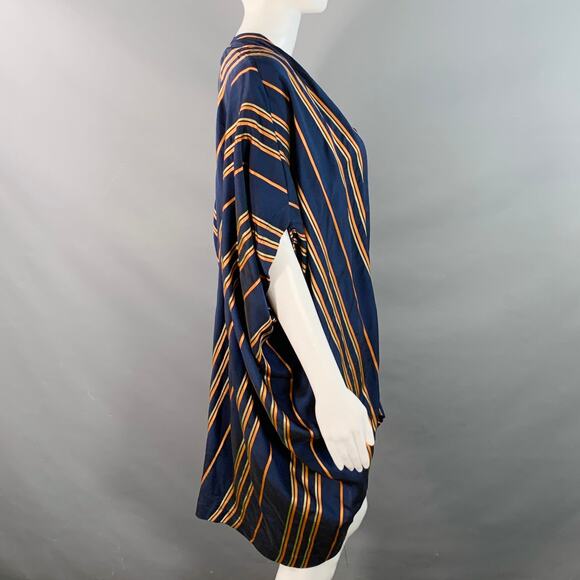 ZERO + MARIA CORNEJO Size M Navy Orange Yellow Stripe Kimono Cardigan - Picture 2 of 5